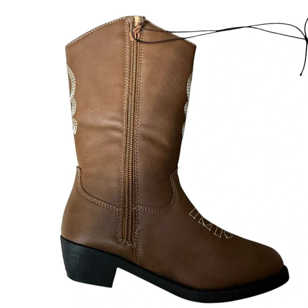 NWT/KENSIE GIRL Brown Cowboy Boots Kids - Mid Calf Western Shoes Cowgirl Riding